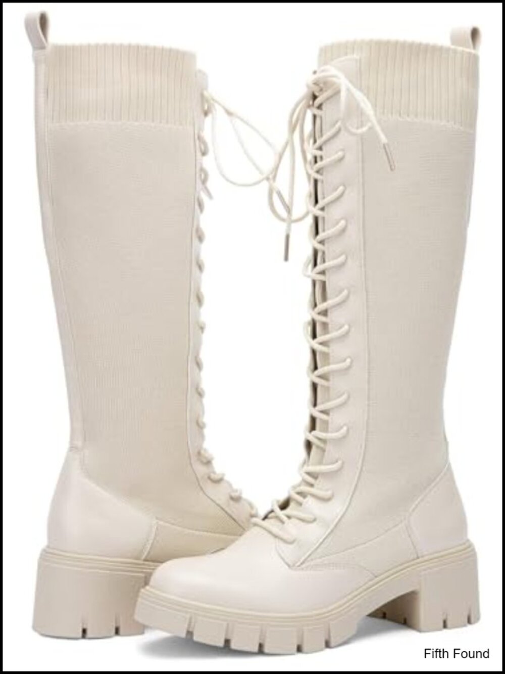 Lace Up Platform Chunky Heel Knee High Combat Boots Memory Foam
